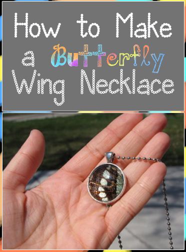 a hand holding a necklace with the words how to make a butterfly pendant on it