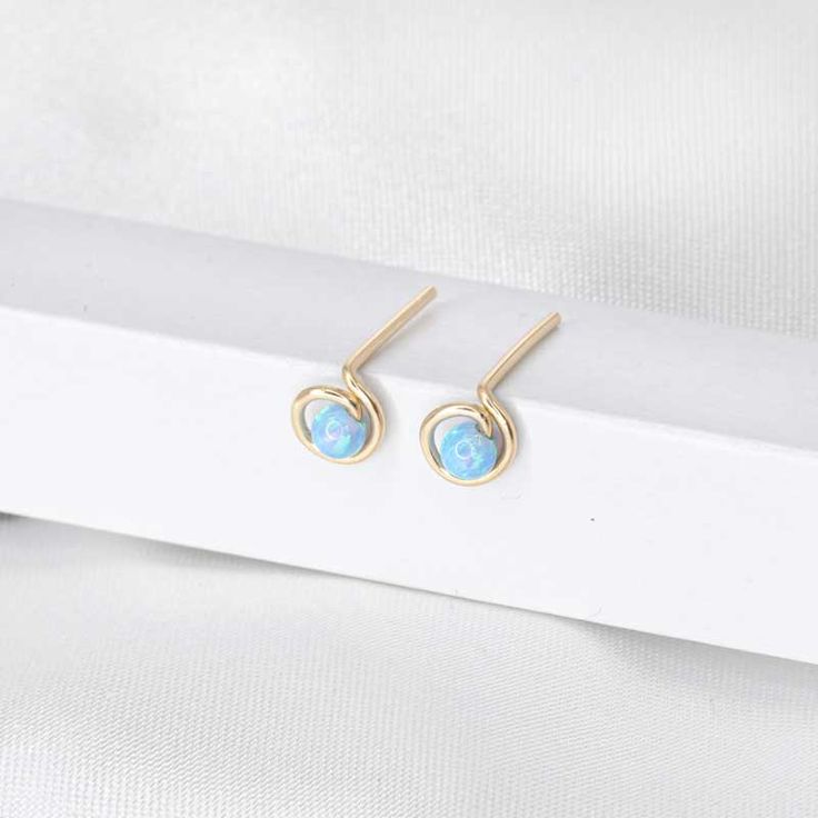 Nickel-free Opal Earrings, Blue Opal Gemstone Earrings, Opal Drop Earrings With Gemstones, Handmade Opal Drop Earrings, Opal Gemstone Drop Earrings, Adjustable Nickel-free Opal Earrings, Dainty Opal Earrings For Gift, Elegant Opal Gemstone Drop Earrings, Yellow Gold Opal Jewelry With Matching Earrings