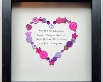 a heart shaped frame with buttons in it