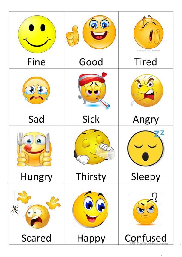 an image of different types of emoticions in the form of smiley faces and feelings