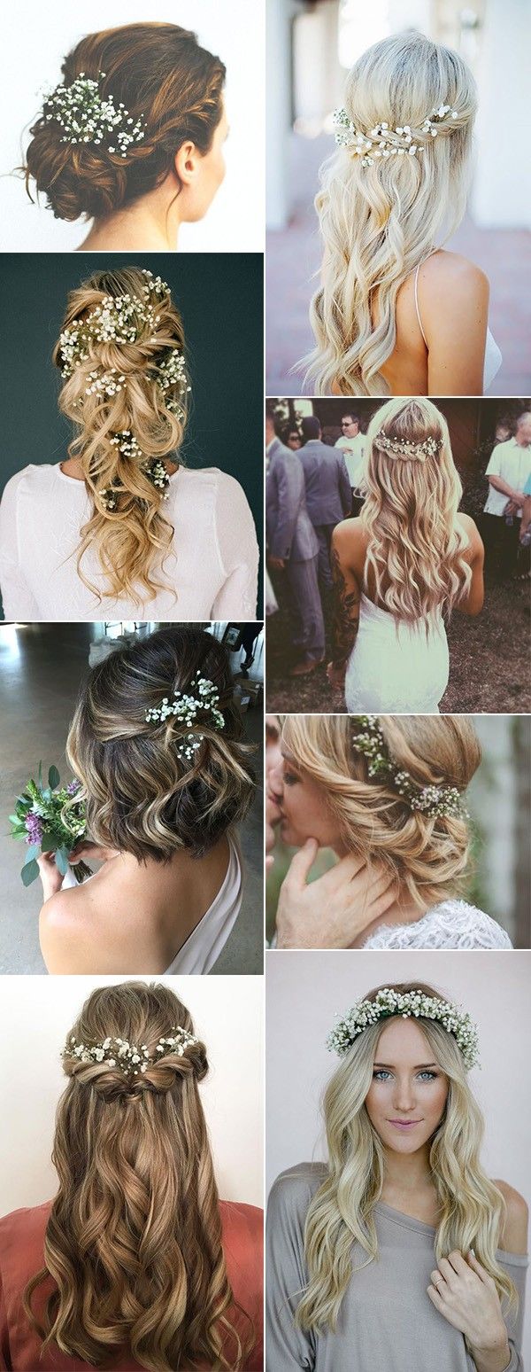 many different hairstyles with flowers in them