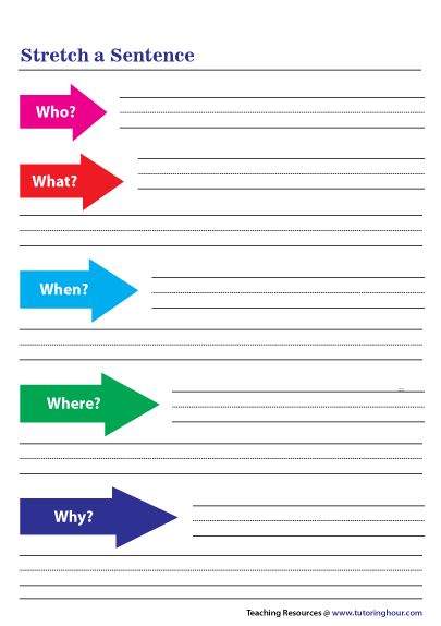 the worksheet for writing sentences with arrows