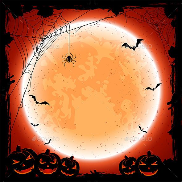 halloween background with pumpkins and spider web