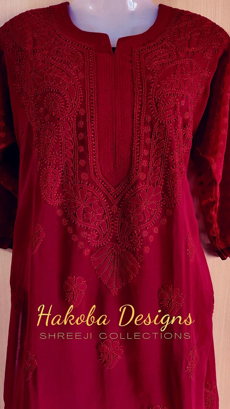 Chikankari long kurti. Hakoba Chikankari #scthewomenstore #shreejicollections #chikankari #clothing #ideas #shopping Chikenkari Dress Ideas Kurti, Chickenkari Kurti With Jeans, Kurti Plazzo Designs, Chikankari Kurti With Jeans, Hakoba Kurti, Indian Fashion Salwar, Long Kurta Designs, Plazzo Designs, Kurti Ideas