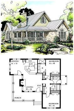 two story house plans with an open floor plan for the front and back of the house