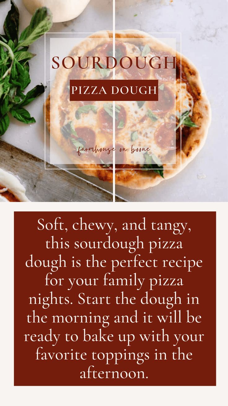 a pizza with the words sourdough on it and an image of some vegetables