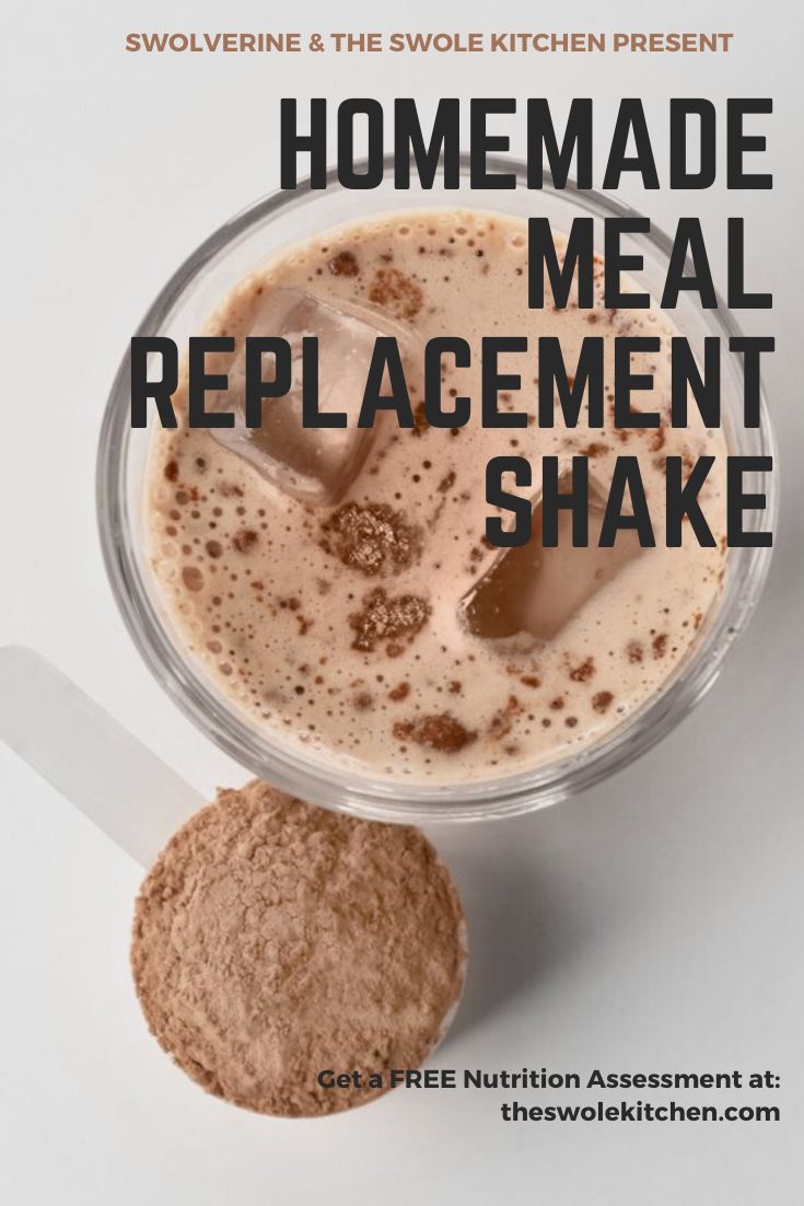 a bowl of food with the words homemade meal replacer shake next to it on a white surface