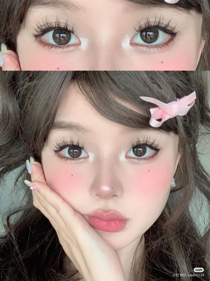 Japanese Igari Makeup, Make Up Ulzzang, Sakura Makeup, Bunny Beauty, Girly Makeup, Douyin Makeup, Doll Eye Makeup, Cute Eye Makeup, Kawaii Makeup