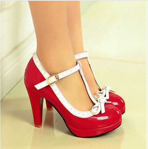 US $25.99 New with box in Clothing, Shoes & Accessories, Women's Shoes, Heels Hak Tinggi, High Heels Classy, Mary Jane High Heels, Heels Red, Lady Mary, Heels Classy, Mary Jane Shoes Womens, Spike Heels, Block Heel Shoes