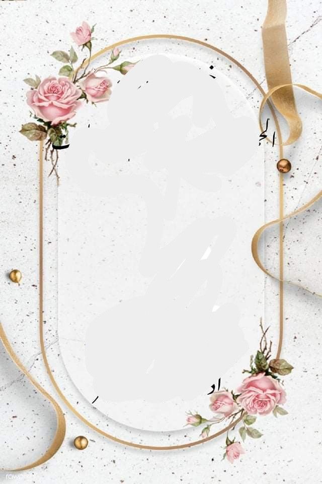 a white plate topped with pink roses and gold ribbon on top of a marble surface