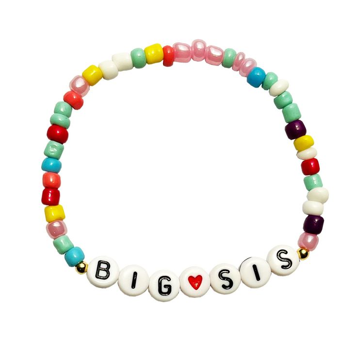 PRICES MAY VARY. The BIG SIS bracelet is a cute gift for girls and women. Material, size and weight. Material, glass. Length,6.9", elastic lenghth(the beads are stringed together with an elastic string). Weight,0.21 ounce. Attribute. sisters gifts from sister, sister jewelry, best friend bracelet,birthday gifts for sister from sister, sister birthday gifts from sister, friendship bracelet, big sister gifts for little girls, bestie bracelets, friend bracelet, gifts for women, best friend gifts fo Pink Letter Print Jewelry As A Gift, Trendy Multicolor Jewelry With Letter Print, Pink Letter Print Jewelry For Gifts, Pink Letter Print Jewelry Gift, Playful Pink Name Bracelet With Round Beads, Multicolor Smiley Face Beaded Bracelets As Gift, Pink Personalized Novelty Stretch Bracelet, Playful Pink Beaded Bracelet With Smiley Face, Big Sister Bracelet