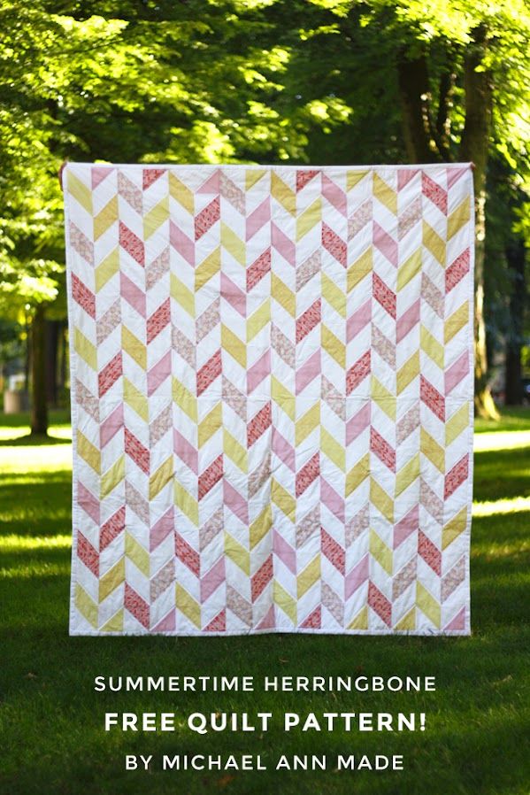 a quilt with the words summertime herringbonee free quilt pattern by michael ann made