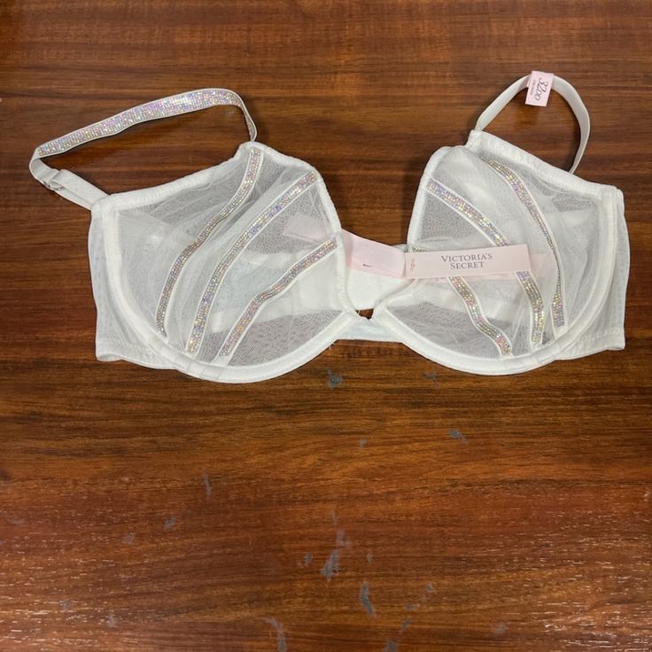 Victoria's Secret Very Sexy Low Cut Demi Bedazzled Bra White 32dd Bedazzled Bra, Low Cut, Women's Intimates, Victoria's Secret, Color White, Bra, Women Shopping, White, Color