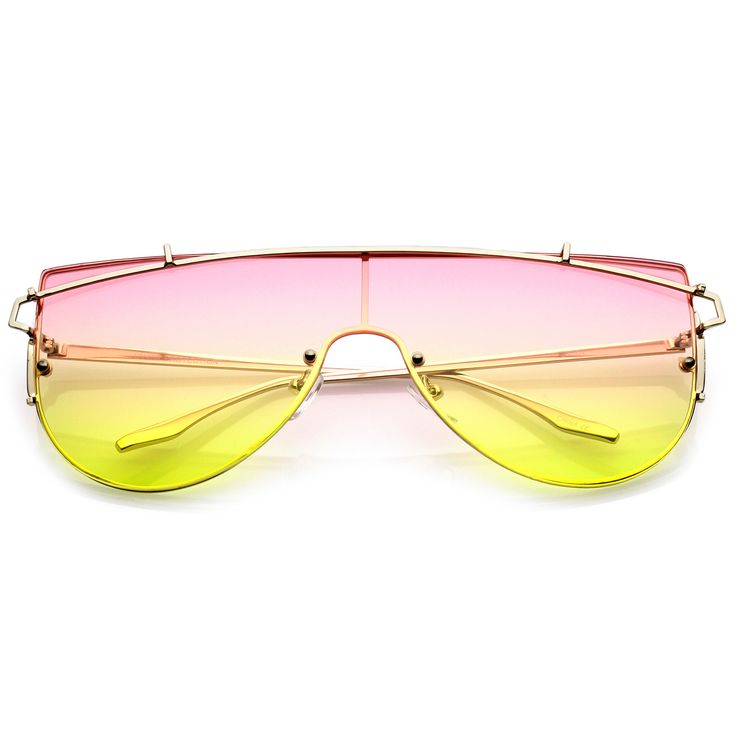 Futuristic Rimless Metal Crossbar Gradient Colored Mono Lens Shield Sunglasses 64mm  #sunglasses #bold #frame #sunglass #womens #purple #mirrored #oversized #summer #clear Futuristic Glasses, Flat Top Sunglasses, Metal Frame Glasses, Rimless Glasses, Rimless Sunglasses, Shield Sunglasses, Color Lenses, Gradient Sunglasses, Retro Sunglasses