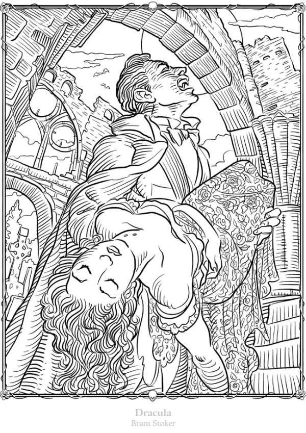 jesus is nailed to the cross coloring page for adults and children, with an adult looking at him