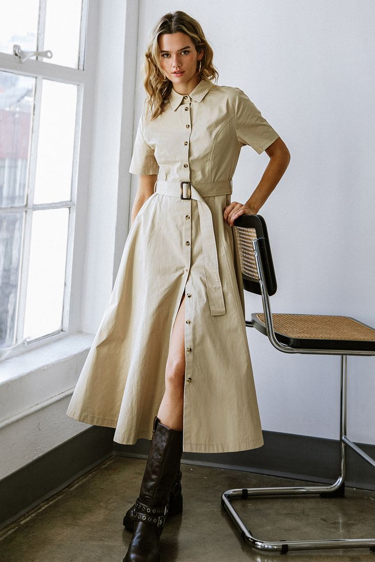 LUCKY ME WOVEN MIDI DRESS Flying Tomato Dress, Lucky Me, Button Down Short Sleeve, Flying Tomato, Solid Dress, Shirt Collar, Full Skirt, Black Tie, Fashion Forward