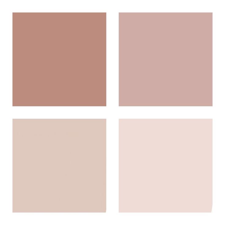 four different shades of pink and brown are shown in the shape of squares on a white background