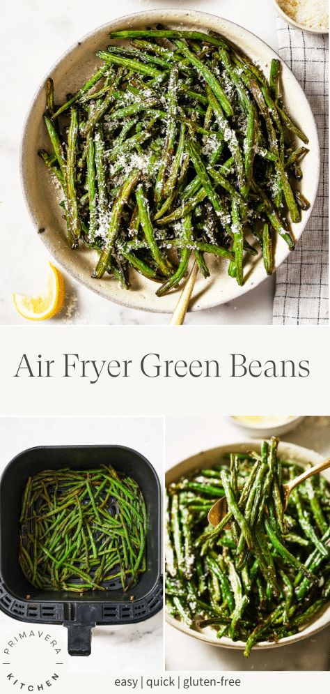 air fryer green beans in a skillet