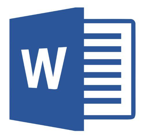 the microsoft word logo is shown in blue and has an image of a document on it