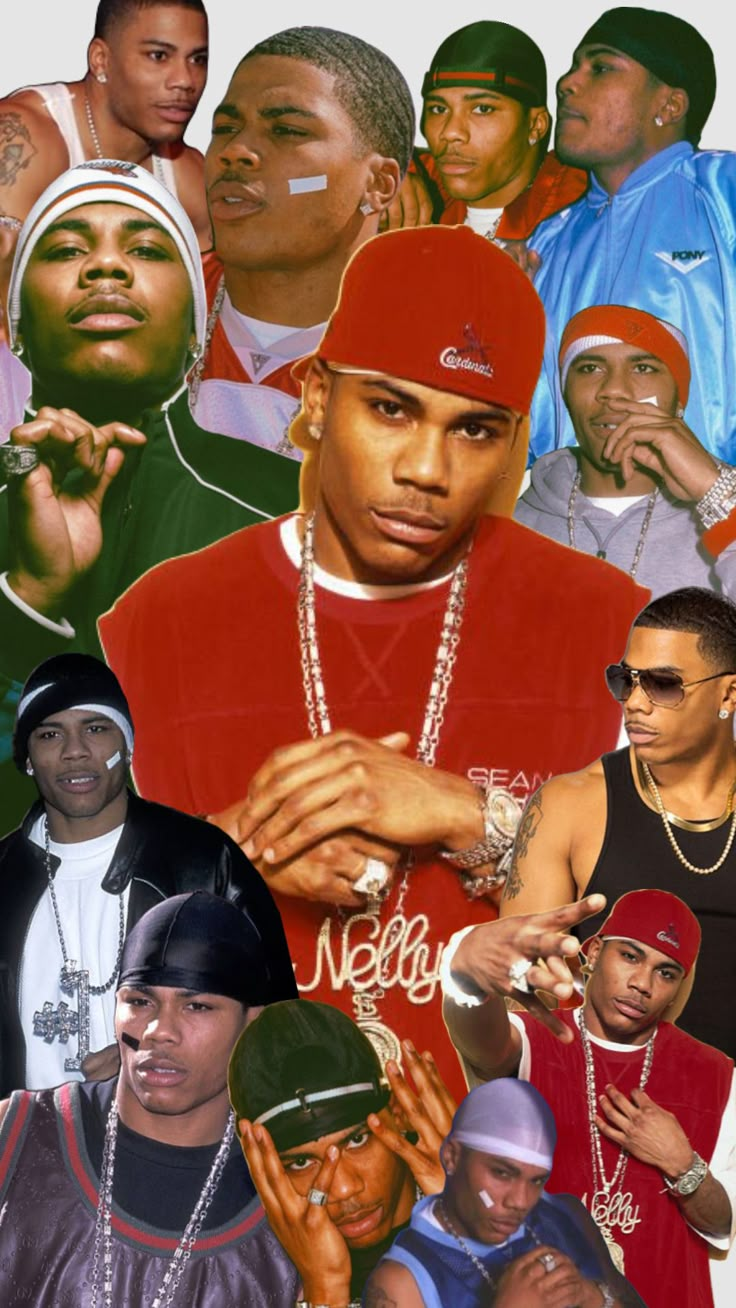 a collage of hip hops, including two men and one is wearing a red hat