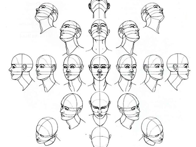 an image of the head and shoulders of a person with different facial expressions on it