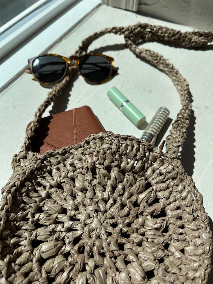 Summer Beige Crochet Bag Made Of Yarn, Casual Jute Crochet Bag With Adjustable Strap, Spring Woven Crochet Crossbody Bag, Natural Crochet Crossbody Bag For Spring, Casual Crochet Beach Bag, Eco-friendly Lightweight Crochet Bag For Spring, Casual Everyday Woven Crochet Bag, Casual Lightweight Brown Crochet Bag, Casual Jute Crochet Crossbody Bag