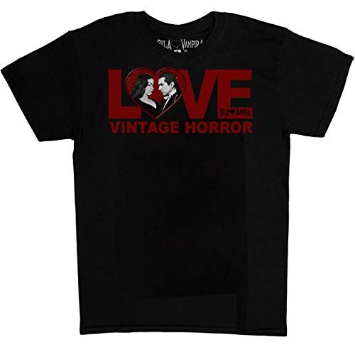 It's love at first bite with this Bela Loves Vampira Vintage Horror T-shirt from Kreepsville 666. Officially licensed. 100% Cotton Show your love for vintage horror with this shirt Featuring horror classics Bela Lugosi and Vampira in a heart Made in The USA Horror Classics, Steampunk Bag, Kreepsville 666, Bela Lugosi, Batman Wonder Woman, Kawaii Goth, Winter Print, Belted Pants, Vintage Horror