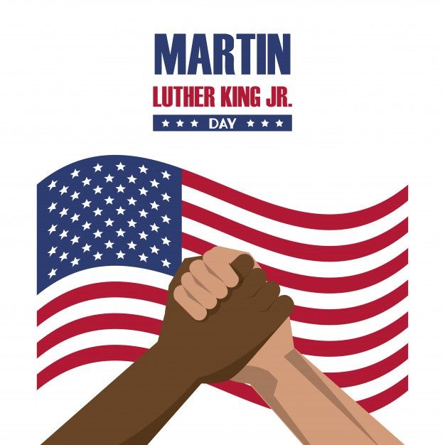 martin luther king jr day poster with two hands holding an american flag