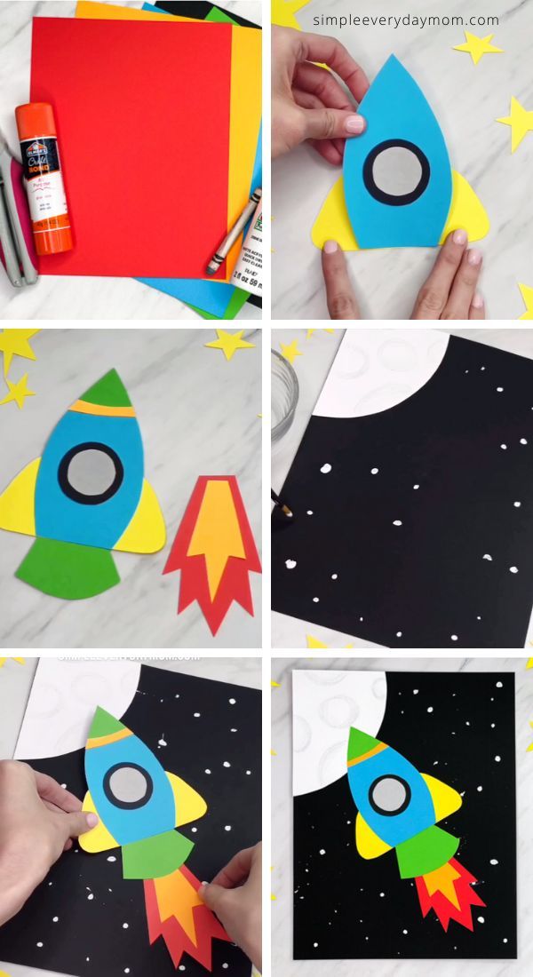 how to make a rocket ship out of construction paper and construction materials for kids's crafts