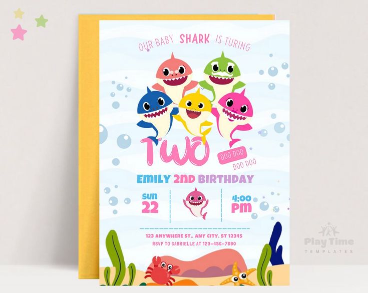 a birthday card with three little sharks on it