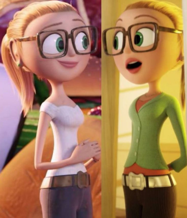 two cartoon characters, one with glasses and the other without