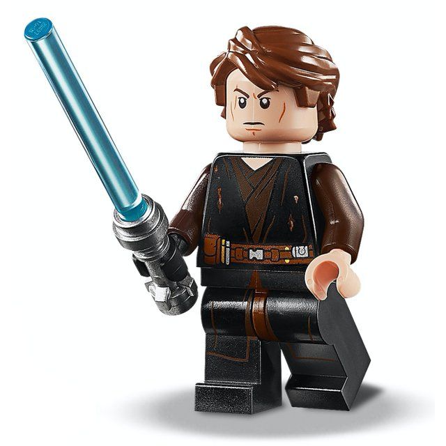 the lego star wars character has a light saber in his hand and is ready to strike