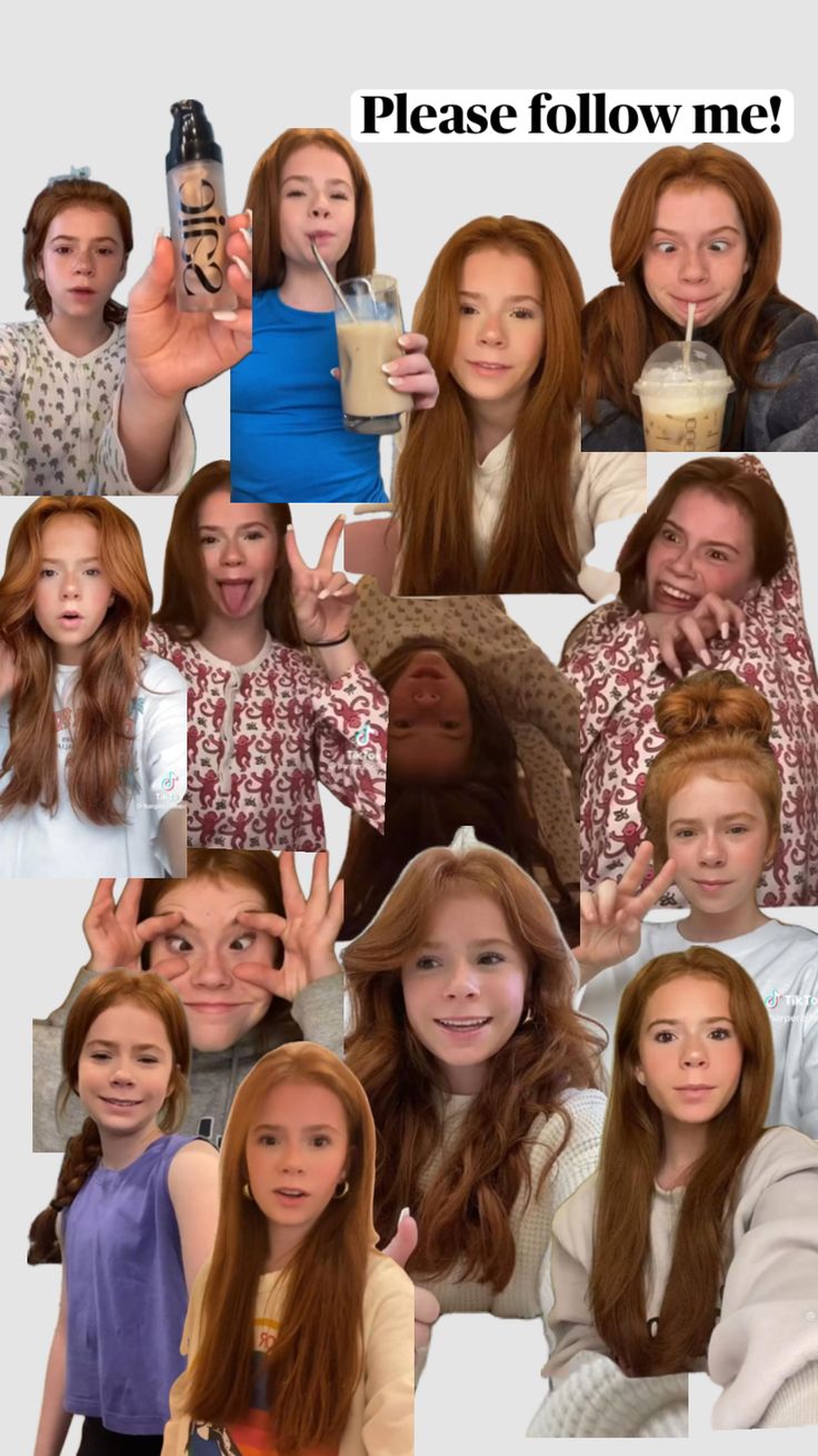 a collage of photos with people making faces and the caption reads please follow me