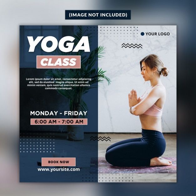 a yoga class flyer with a woman doing yoga