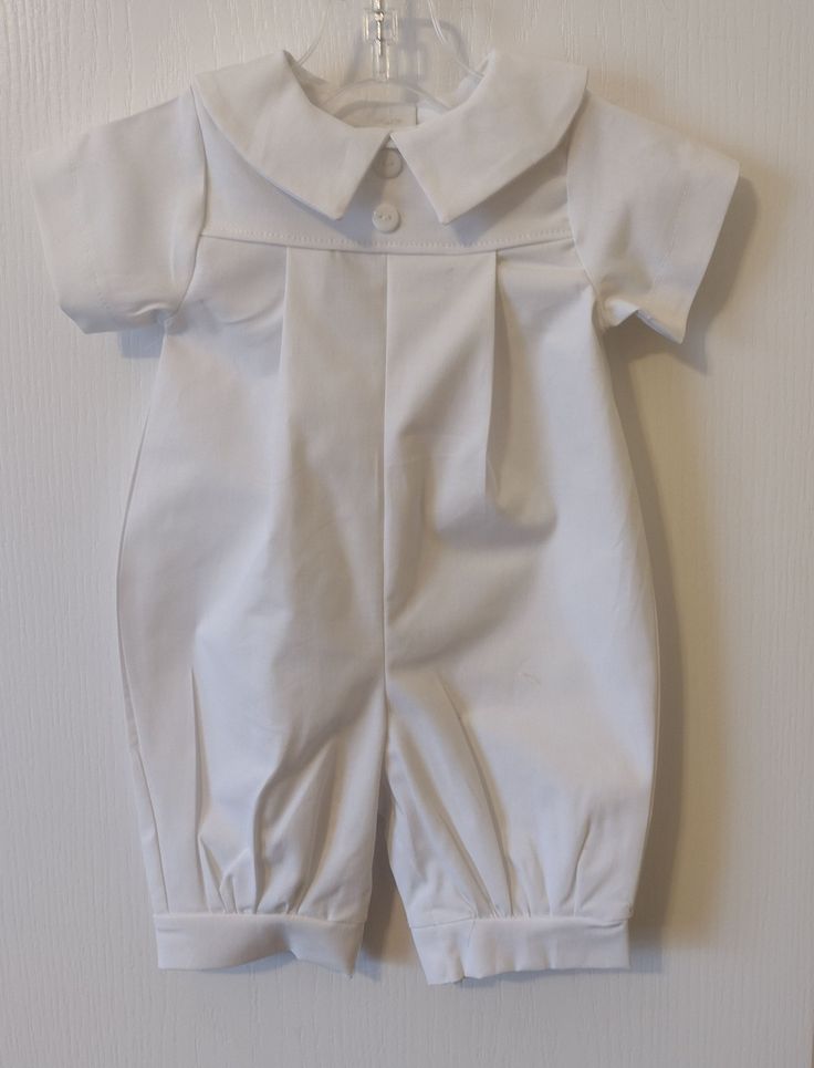 We all love that white crisp look on a little baby boy!  This blessing, christening, baptism romper is made from crisp light weight white twill.  It features 2 buttons on the chest of the yolk, a band below the knee with 2 buttons to close the back and snaps (yes I said snaps)in the crotch for easy dressing.  I can do a standard size that coordinates with the baby's age or  you can provide weight and age along with chest measurement (all the way around) and a shoulder to knee measurement for a b Snap Tape, Boy Baptism Outfit, One Piece Romper, Infant Boys, Healthy Eating For Kids, Boys Romper, Easy Dressing, Boys Clothing, Love Is All