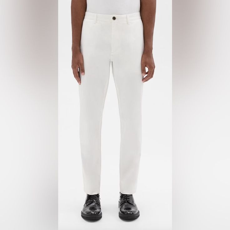 Theory Zaine Pants - Organic Cotton Color: White Size: 34 Never Worn! White Slim Fit Pants With Straight Hem, White Fitted Chinos With Straight Hem, White Slim Fit Straight Leg Pants, Fitted White Chinos With Straight Hem, White Slim Fit Bottoms For Business Casual, White Slim Fit Bottoms With Straight Hem, White Slim Fit Trousers, White Slim Fit Straight Pants, White Slim Fit Dress Pants