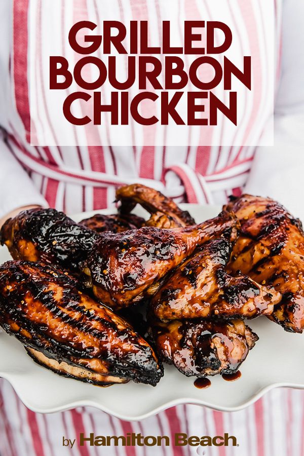 grilled bourbon chicken on a white plate