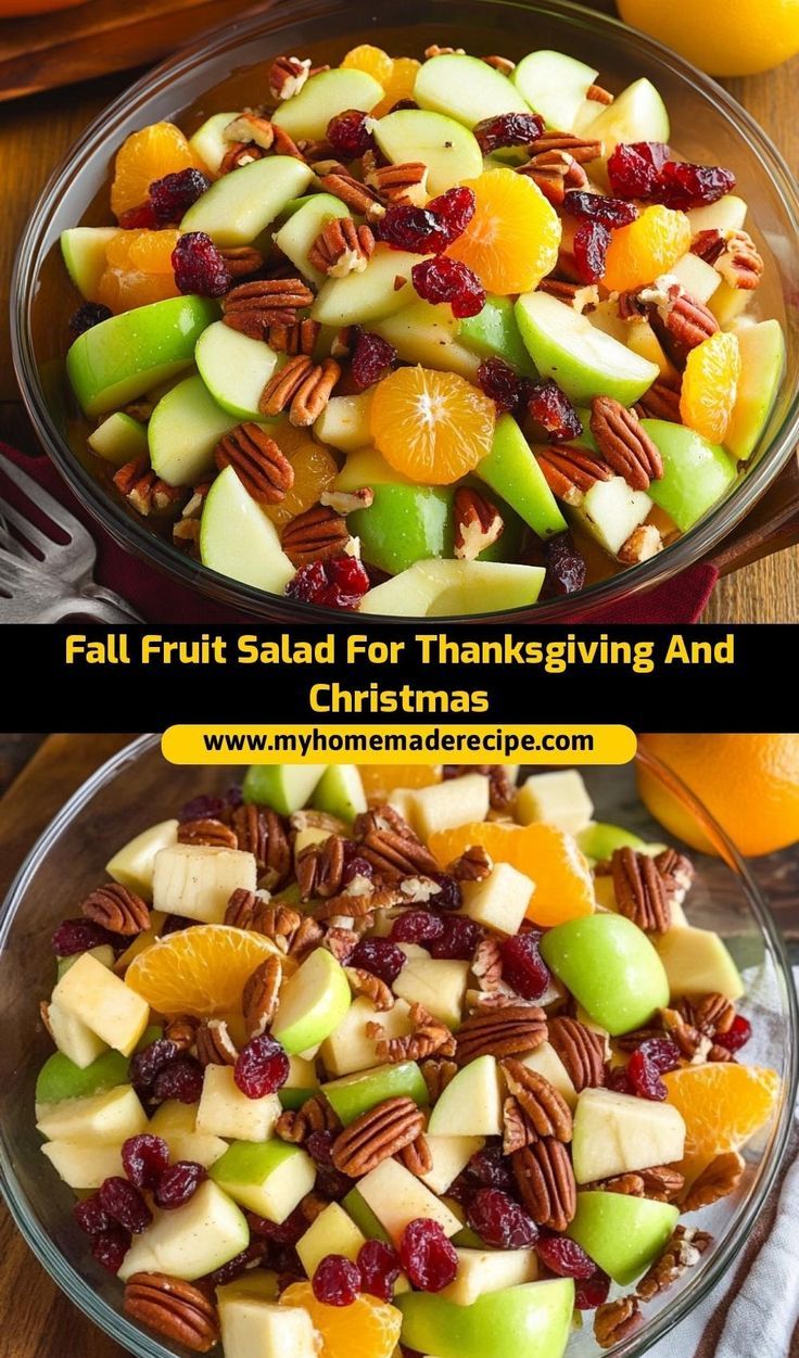 two bowls filled with fruit and nuts on top of a table