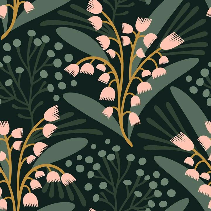 Floral pattern wallpaper for your room in an eco-friendly way! You can change the aesthetics of your room very quickly – just peel and stick! | DeccoPrint Pink And Black Kitchen, Green Floral Wallpaper, Patterned Tea Towels, Personalized Notebooks, Floral Pattern Wallpaper, Keepsake Journal, Wallpaper Paint, Pattern Design Inspiration, Journal Books