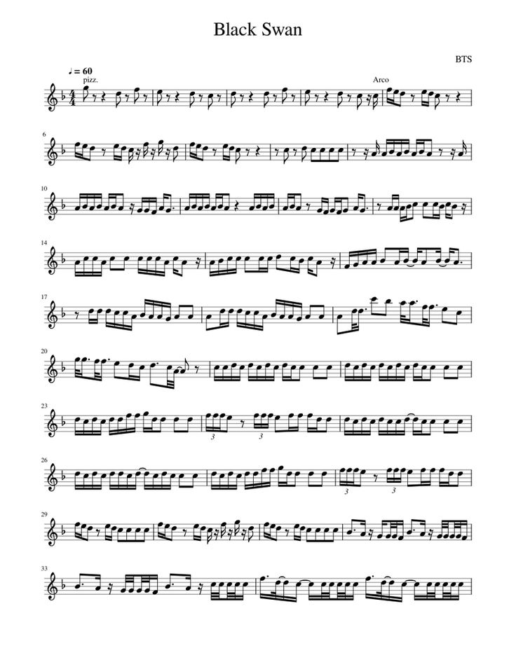 sheet music with the words black swan on it