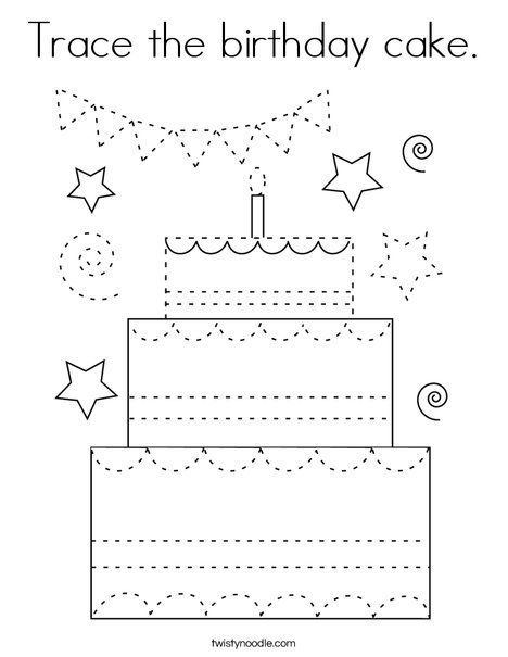 trace the birthday cake worksheet