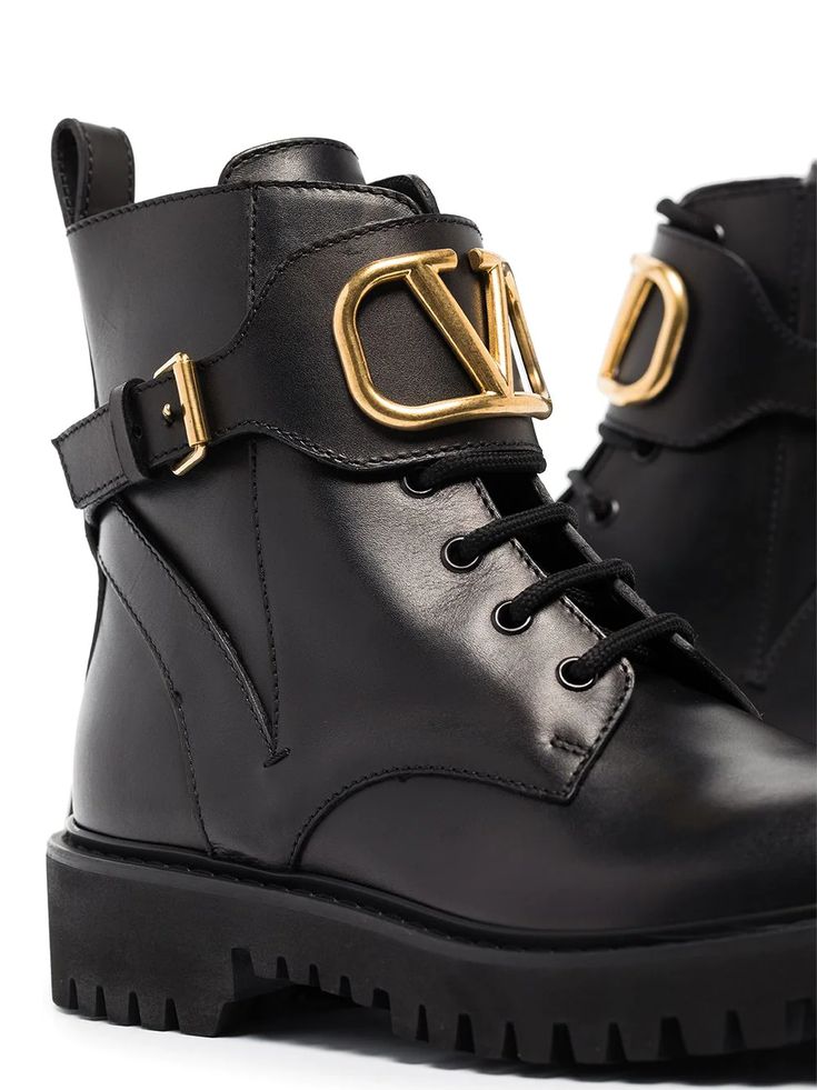 Valentino Garavani VLOGO ankle boots - FARFETCH Best Suitcases, Leather Boots Black, Ankle Boots Dress, Chloe Shoes, Kids Sunglasses, Espadrille Shoes, Womens Boots Ankle, Black Leather Boots, Dolce & Gabbana