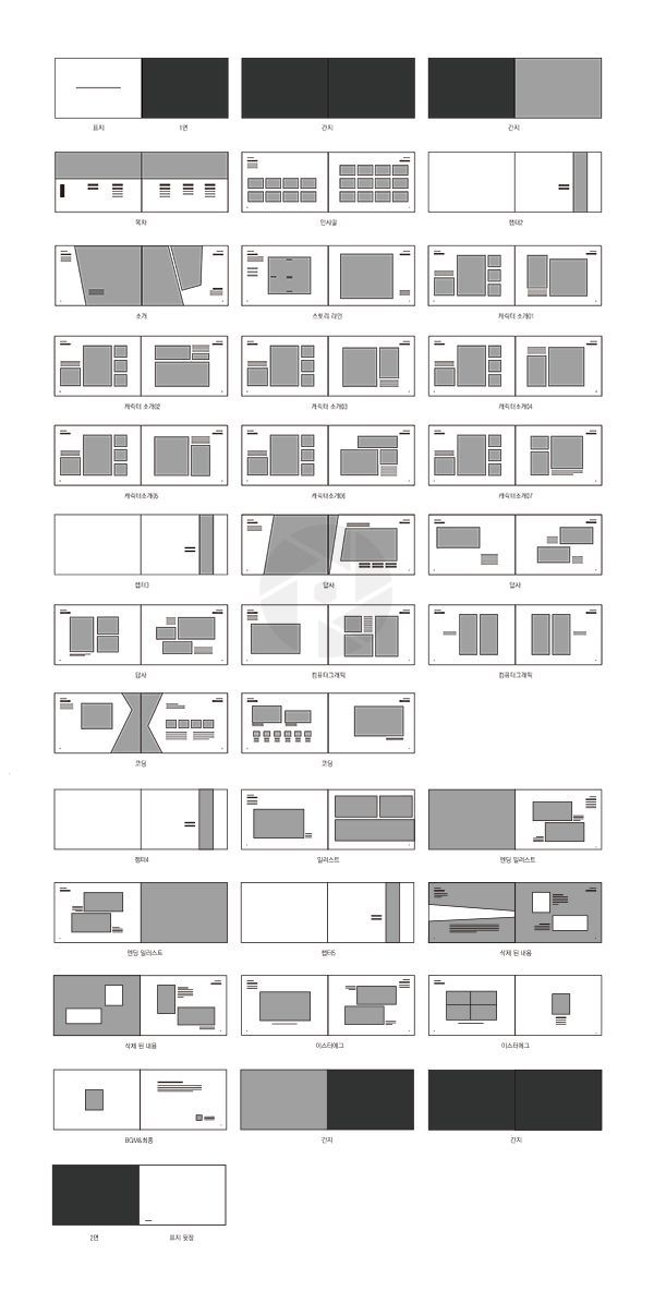 a bunch of diagrams that are on top of a white sheet with black and grey lines