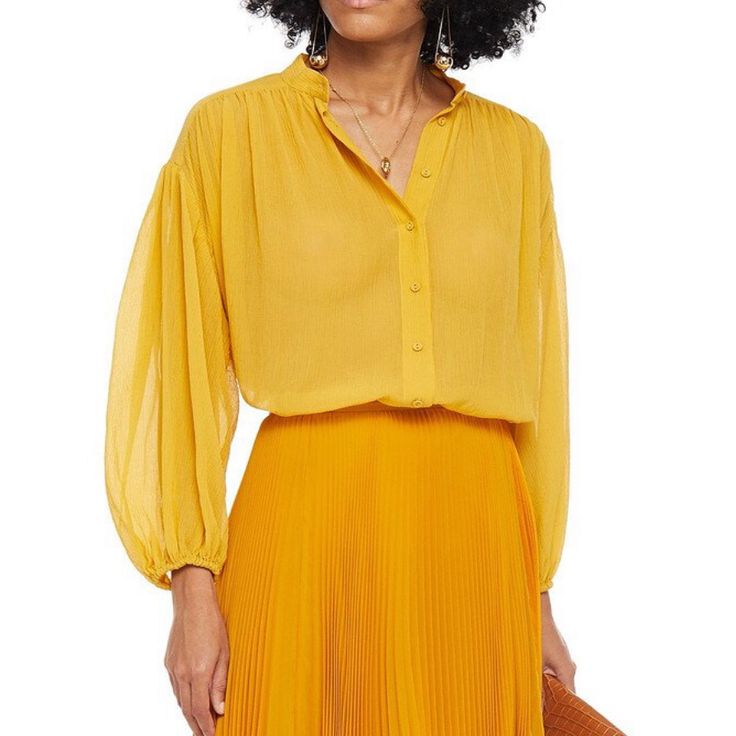 Brand New, Never Worn And In Perfect Condition. Loose Fitted. Size 1 Australian Chic Mustard Blouse For Fall, Yellow Fall Blouse For Daywear, Yellow Fall Daywear Blouse, Casual Yellow Office Blouse, Elegant Yellow Tops For Daywear, Chic Yellow Blouse, Chic Yellow Blouse For Fall, Chic Yellow Blouse For Work, Spring Yellow Workwear Blouse