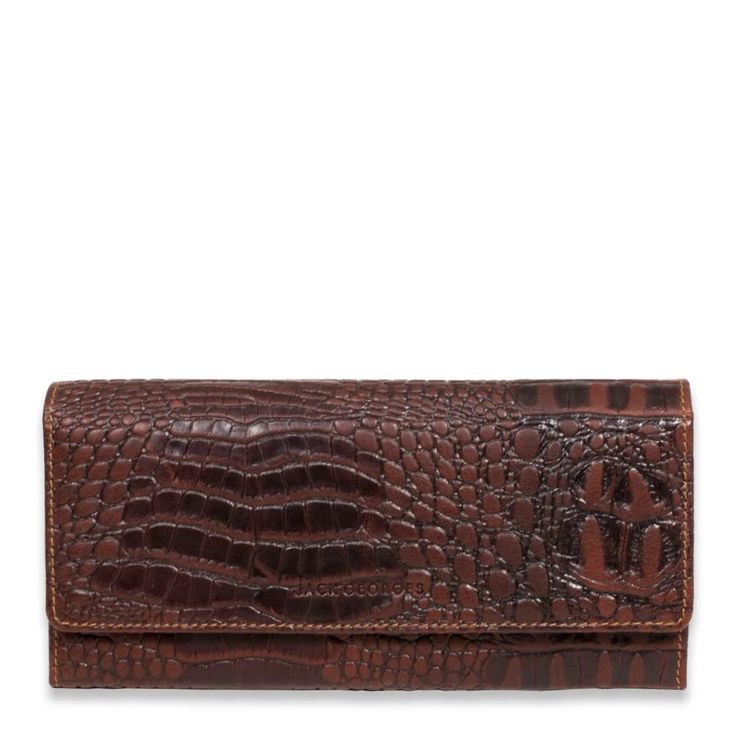 Leather Clutch Wallet RFID - Hornback Croco #HB726 | Jack Georges Ladies Wallet, Leather Clutch Wallet, Membership Card, Wallets For Women Leather, Ladies Clutch, Buffalo Leather, Clutch Wallet, Leather Clutch, Credit Cards