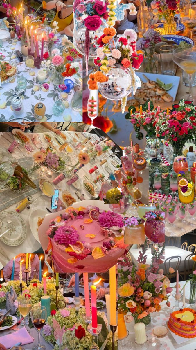 a table filled with lots of different types of cakes and desserts on top of it