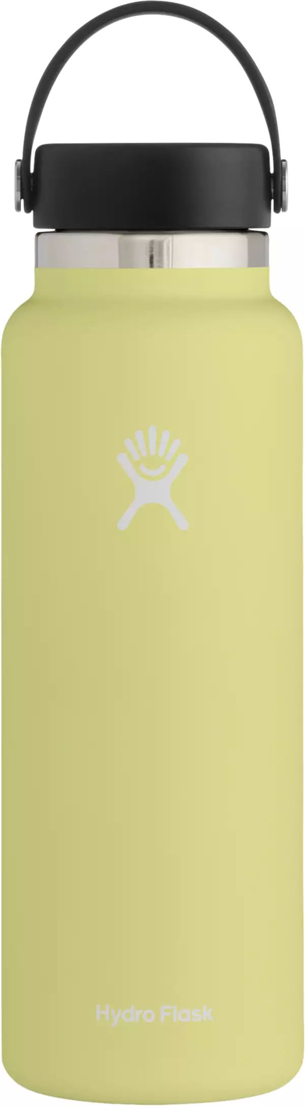 the hydro flask water bottle is shown in yellow