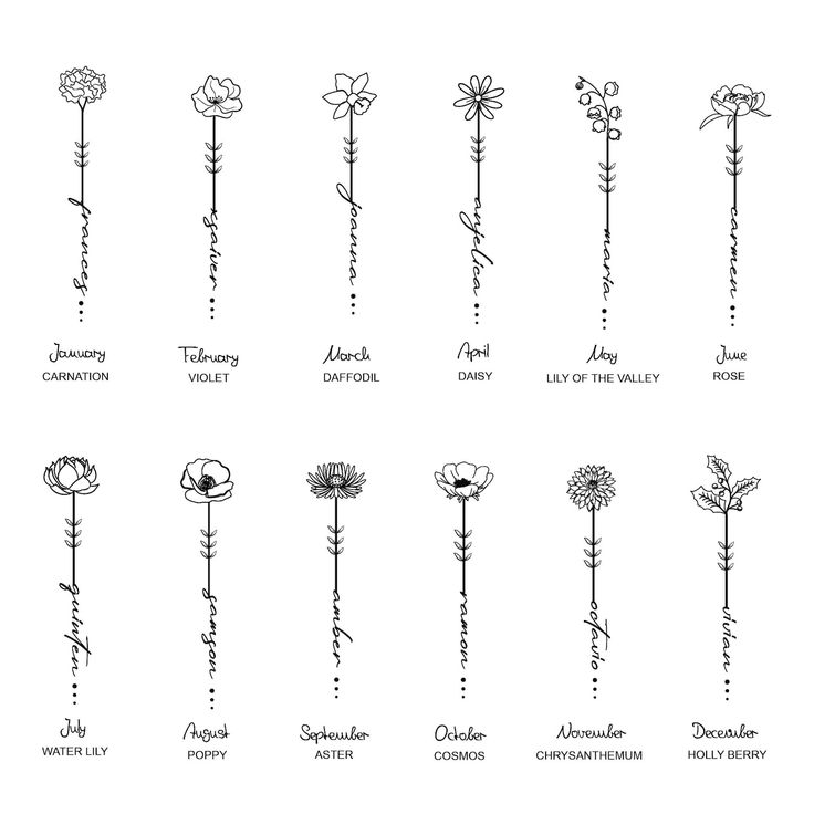 the different types of flowers that are in each flower arrangement, from top to bottom