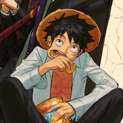 an anime character sitting in a chair with his hand on his mouth and holding a drink