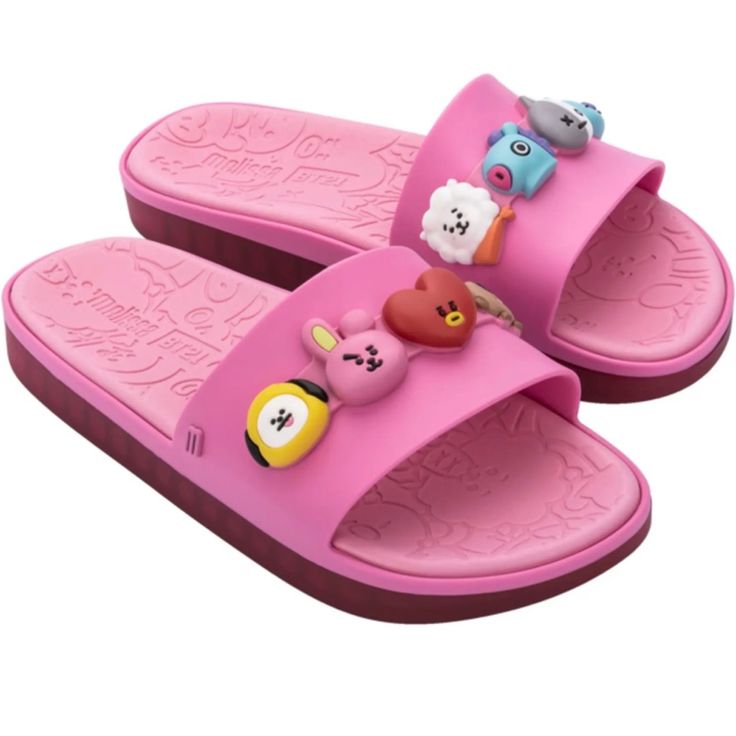 Bnwt Melissa Bt21 Next Gen Beach Slide Sandals. Size 7 Womens. They Run Small. I’m A True 7.5, But They Fit More Like A 6. The Site Said For Half Sizes Order Down, But They Run So Small!! Sold Out In Stores. Cute Non-slip Slides For Beach, Cute Non-slip Slides For The Beach, Cute Slip-on Slippers For Summer, Non-slip Sandals For Pool, Playful Flat Sandals For The Beach, Cute Beach Slip-on Sandals, Cute Slip-on Beach Sandals, Playful Synthetic Flip Flops For Vacation, Playful Synthetic Flip Flops For Beach